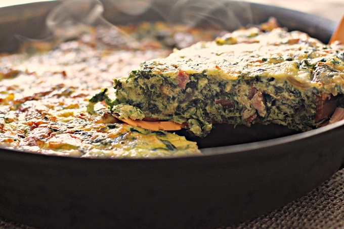 Leftover Ham and Spinach Frittata