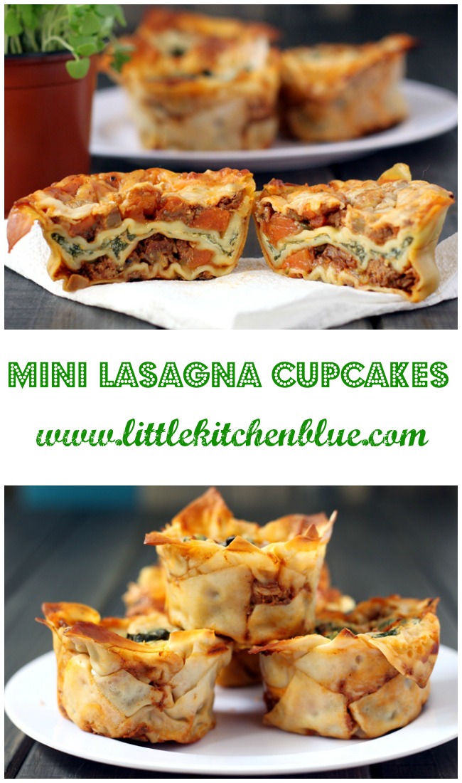 Mini Lasagna Cups, cute little individual lasagnas perfect for lunch boxes