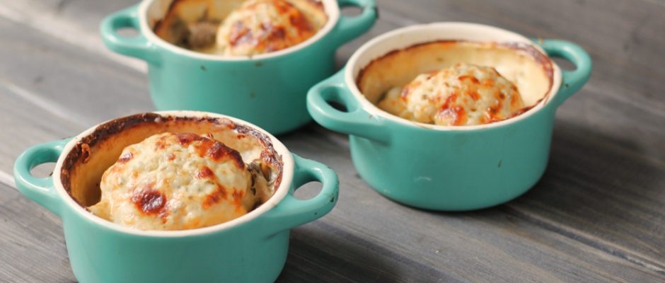 Whole Baby Cauliflower Cheese & Mushroom Bake